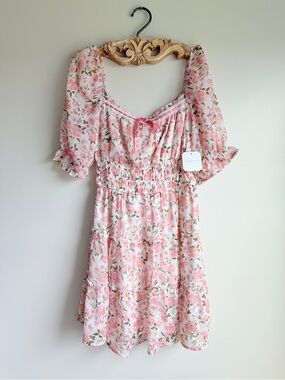 Altar'd State Pink Floral Smocked Mini Dress
